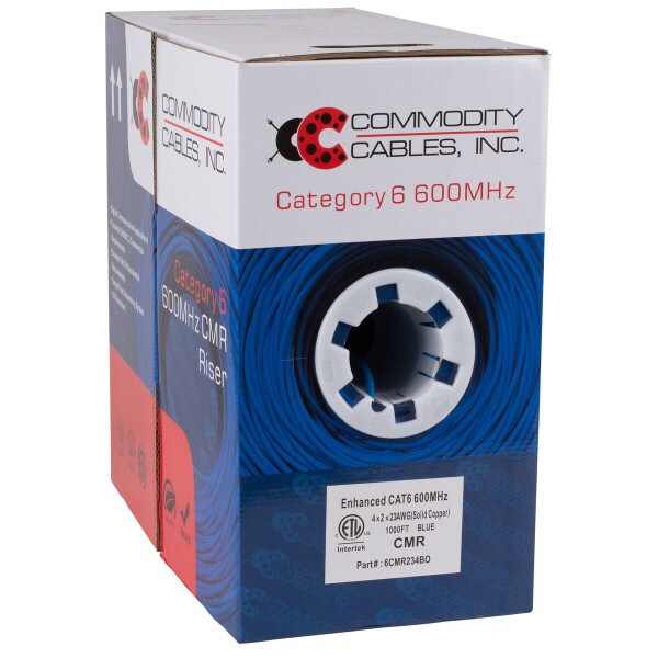 Main product image for Cat 6 CMR 600 MHz 23/4 AWG 1000 Ft. Blue Pull Box 102-201